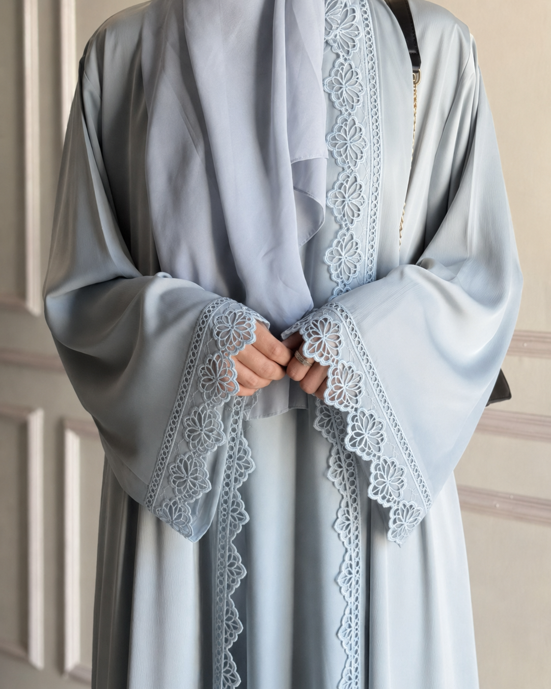 Laced Abaya - Blue
