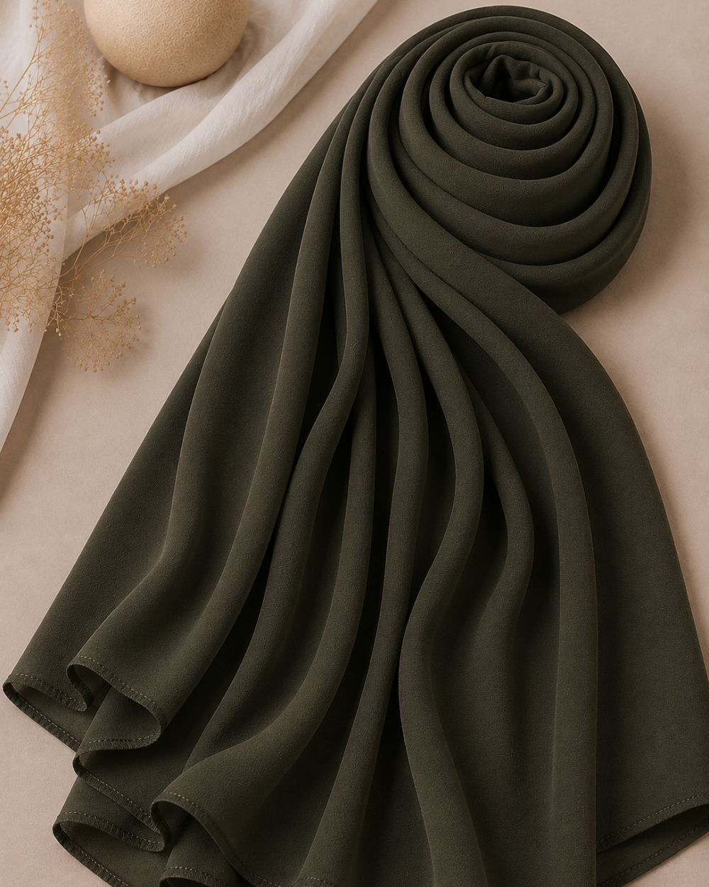 Georgette Hijab - Olive Green