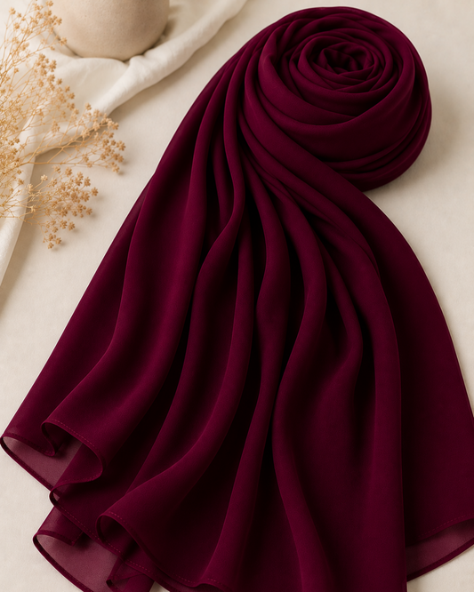 Georgette Hijab - Burgandy
