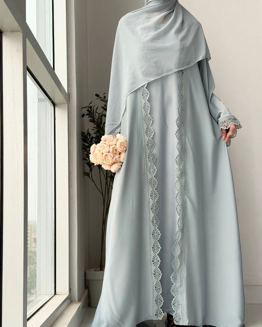 Laced Abaya - Blue