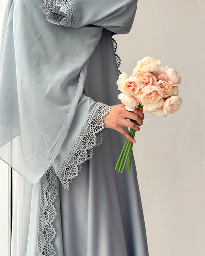 Laced Abaya - Blue