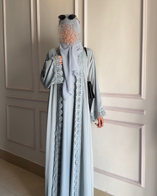 Laced Abaya - Blue