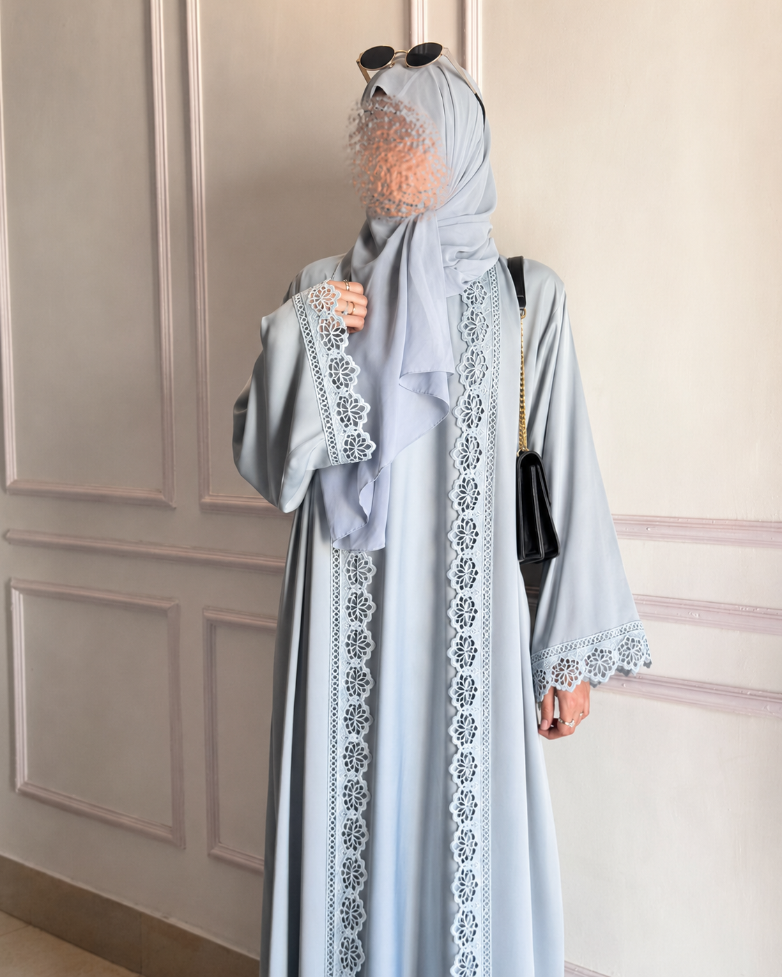 Laced Abaya - Blue