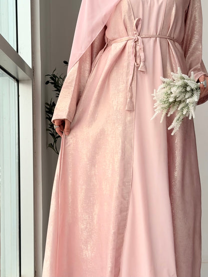 Arabic Shimmer Abaya - Pink