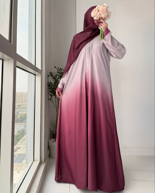 Tie & Dye Abaya - Burgandy