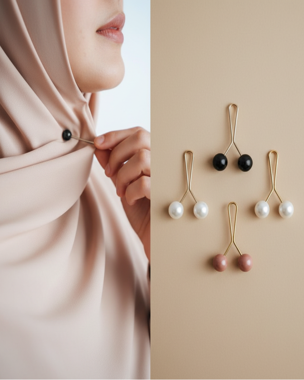 Hijab Pin Split Style - Hand Wearing